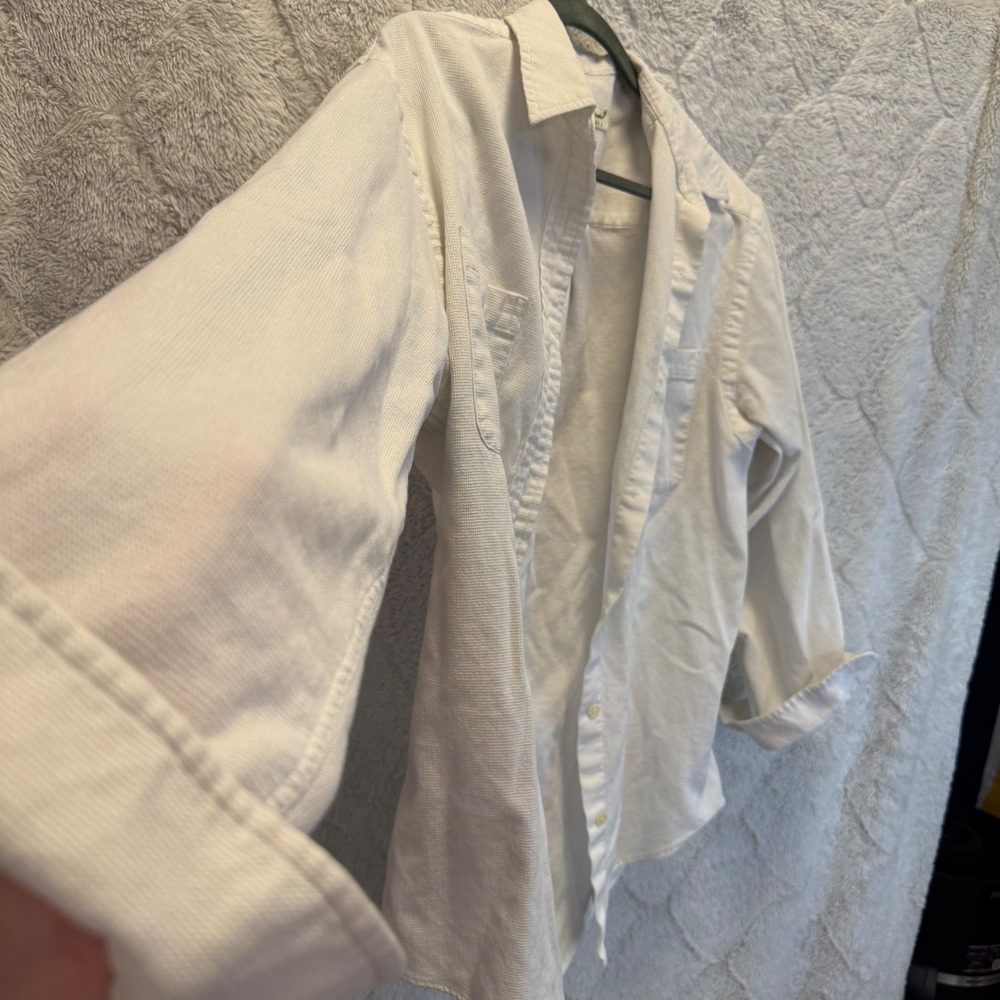 Eddie Bauer White Waffle Knit Coastal Gorpcore Women's M Long Sleeve Cotton  Top